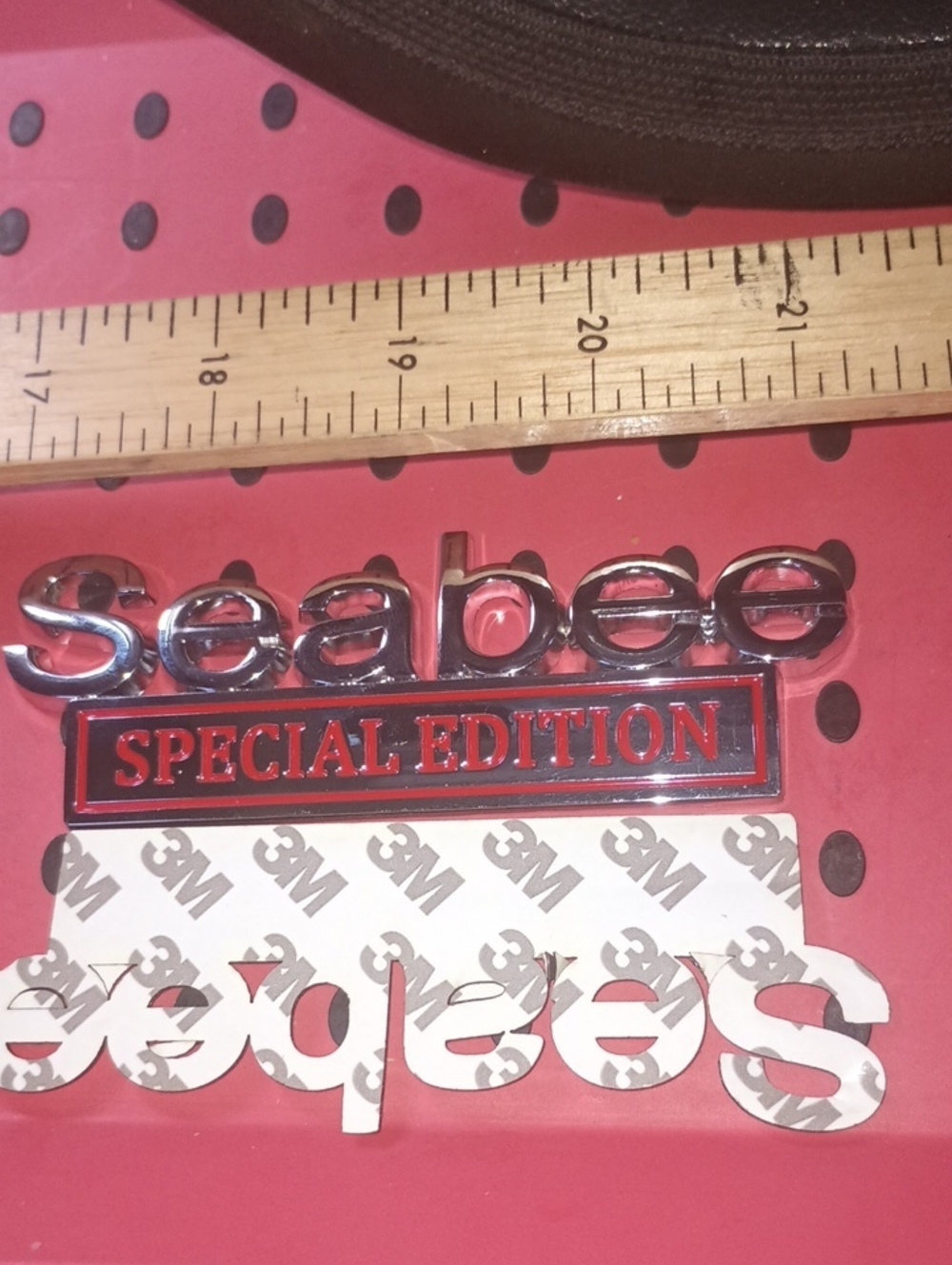 SeeBee SPECIAL EDITION silver and red Metal Badge With 3M Adhesive